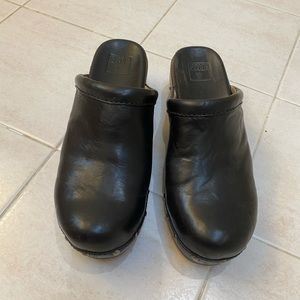Frye’s black open back clog